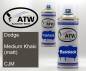 Preview: Dodge, Medium Khaki (matt), CJM: 400ml Sprühdose + 400ml Klarlack - Set, von ATW Autoteile West.